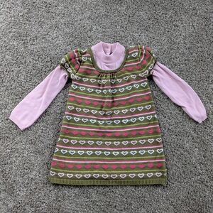 Gymboree Vintage 2009 Gingerbread Girl Heart Patterned Knit Dress